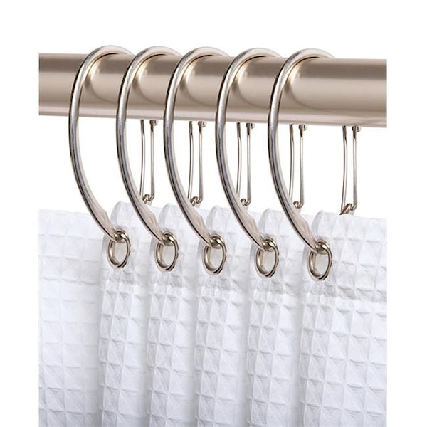 Utopia Alley HK10BN 3.1 x 1.8 in. Shower Curtain Rings for Bathroom; Brushed Nickel - Set of 12 HK10BN - main
